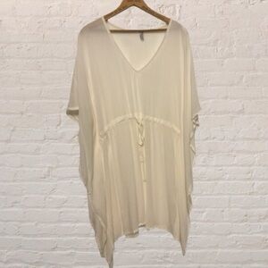 Simon Chang white loose flowy drawstring waist swim Cover-Up Size S